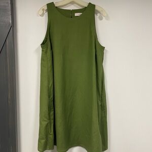 LOFT Olive Green Sleeveless A-Line Mini Linen Dress, NWT